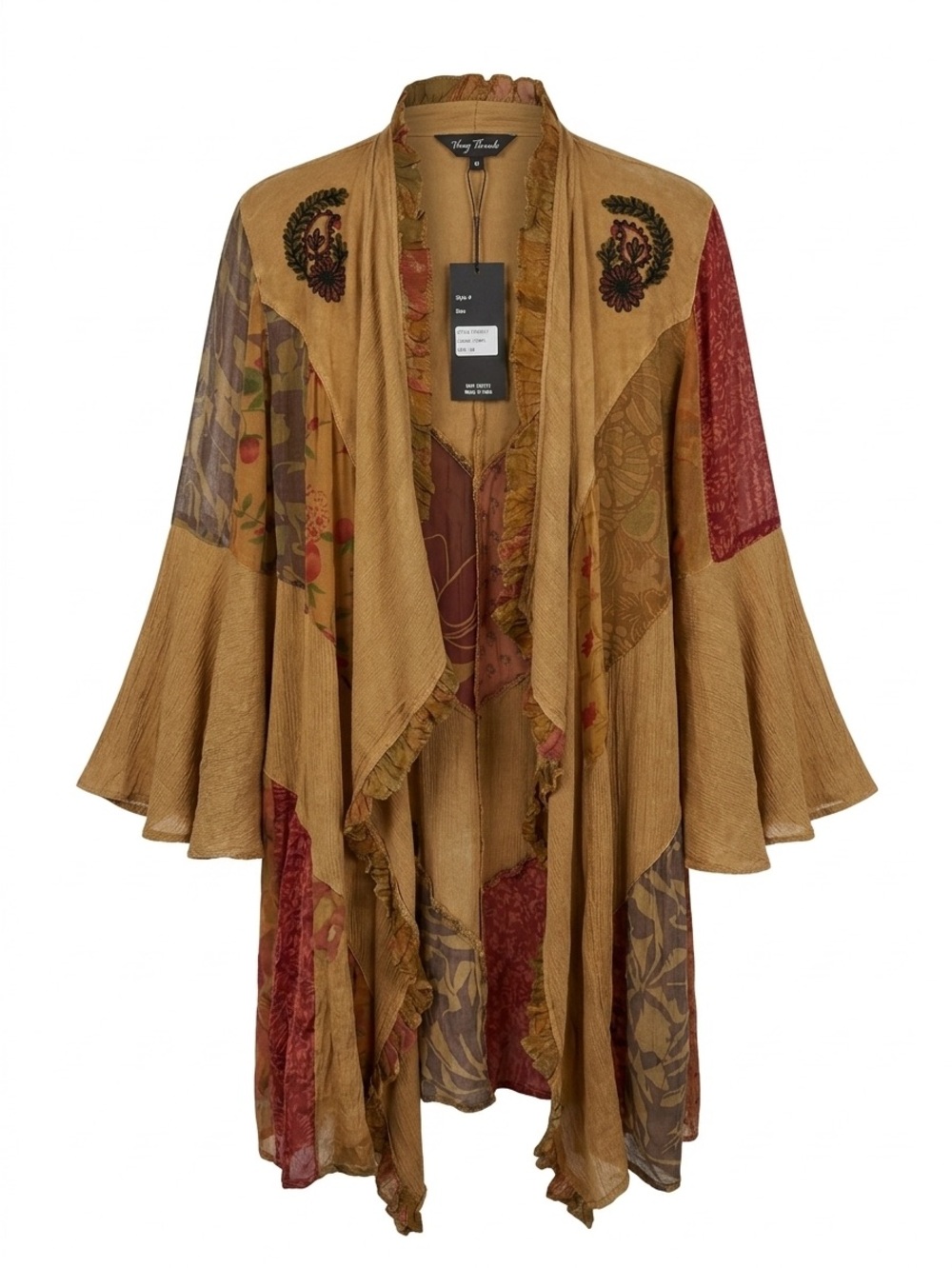 Young Threads Patchwork Kimono Duster - Embroidery - Layering Piece